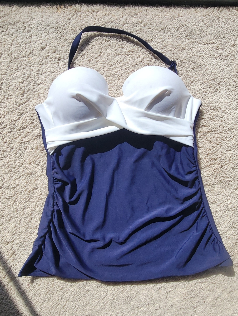 Island Escape Navy and White Halter Swim Top